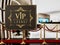 VIP lounge signboard with red carpet and velvet ropes. 3D illustration