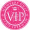 VIP. Members only. Red vector grunge style rubber stamp with crown.