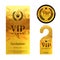 VIP party invitation card, warning hanger and