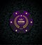 VIP poker luxury purple chip vector casino logo concept. Royal poker club emblem with golden crown, laurel wreath and spade