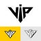VIP service logo abbreviation. Neck tie as letter I. Triangle luxury symbol.