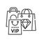 Vip shopping line black icon. Luxury lifestyle concept. Sign for web page, mobile app, button, logo