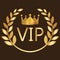 VIP sign symbol gold very important person club label exclusive crown