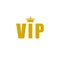 Vip word icon. Vip logo. Gold crown for premium isolated on white background