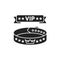 Vip wristband glyph black icon. Bracelet for entering various events. All inclusive. Red ribbon with five stars. Sign for web page