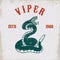 Viper snake illustration on grunge background. Design element for poster, card, t shirt, emblem.