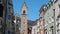 Vipiteno, Bolzano, Trentino Alto Adige. The pedestrian street of the village with the traditional Tyrolean houses