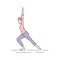 Virabhadrasana hero pose color line icon. This pose strengthens the arms, shoulders, thighs and back muscles, all in one go.