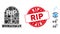 Viral Collage RIP Icon with Distress Round RIP Stamp