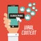 Viral content hand with mobile suscribe likes