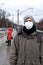 Viral epidemic, man in medical protectivenmask , flu respiratory disease, coronavirus