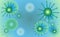 Viral particles background blue and green background