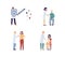 Viral vaccination and health set with people flat vector illustration isolated.