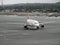 Virgin America plane taxis along runway