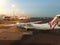 Virgin Australia passenger aircraft at the airport