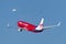 Virgin Blue Airlines Boeing 737 airliner climbing out of Sydney Airport