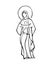 Virgin Mary and baby Jesus ink vector illustration