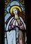 The Virgin Mary. Stained glass window.