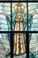 Virgin Mary, stained glass window in the church of St. Anthony of Padua and Virgin Mary Queen of the Martyrs in Lasinja, Croatia