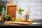 virgin mojito station with ingredients and recipe chalkboard