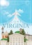 Virginia american poster. Poster with airplane