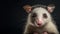 Virginia Opossum (Didelphis virginiana). Studio portrait of a smiling possum. Wild exotic animal. Generative AI.