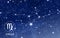 Virgo constellation in blue night sky, zodiac sign, astrology banner for horoscope, modern astronomy map, boho mystical