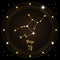 Virgo, the constellation of the zodiac sign in the cosmic magic circle. Golden design on a dark background.