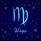 Virgo. Vector zodiac sign on a night sky