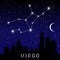 Virgo zodiac constellations sign on beautiful starry sky with galaxy and space behind. Virgin horoscope symbol constellation on de