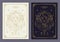 Virgo zodiac horoscope golden signs on dark navy and white cards set