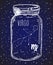 Virgo Zodiac sign hand drawn constellation in a mason jar