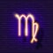 Virgo zodiac sign neon icon. Astrological zodiac signs glowing symbol