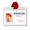 Virologist Identification Badge Vector. Man. Id Card Blank. Doctor. Hospital. Medical Person. Isolated Illustration