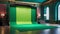 virtual 3D studio television set for color green television background. Design, creation, production and compositing