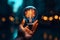 Virtual bulb held by hand and mind, sparking ingenious concepts