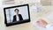virtual conference digital meeting man tablet