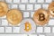 Virtual Cryptocurrency. Bitcoin Closeup