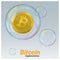 Virtual cryptocurrency crisis concept with bitcoin in soap bubble background