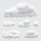 Virtual cumulus clouds vectors isolated on light gray background, Realistic Fluffy cubes like pure cotton wool