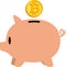 Virtual currency and pig`s piggy bank