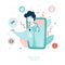 Virtual doctor, online medical services flat vector illustration