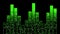 Virtual equalizer. Vertical gleaming columns in the neon laser spectrum, fluorescent pixel shiny vibrations for a nightclub or sho