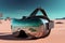 Virtual glasses lying in the desert