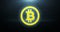 Virtual glitch effect bitcoin symbol crypto digital currency on green matrix background, new business financial risk concept