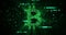 Virtual green bitcoin symbol crypto digital currency on green matrix background, new business financial risk concept, with