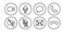 Virtual hangouts icons for conference call. On and off video, sound, message, mail and call icons isolated on white