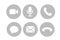 Virtual hangouts icons for conference call. Video, sound, message, mail and call icons isolated on white background