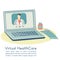 Virtual Healthcare Concept. Laptop with Doctors Consult on