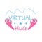 Virtual hugs. Sticker for social media content. Vector hand drawn